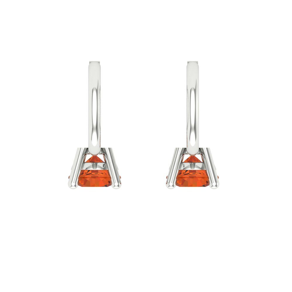 0.5 ctw Red Zirconia Drop Dangle Earrings | 4.0mm Round Cut White Gold Lever Back | April Birthstone