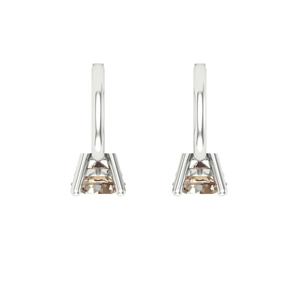 0.5 ctw Yellow Moissanite Drop Dangle Earrings | 4.0mm Round Cut White Gold Lever Back | April Birthstone