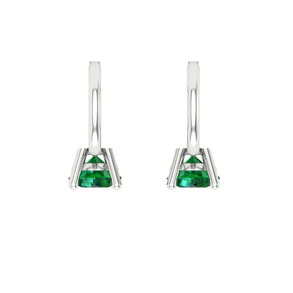 0.5 ctw Emerald Drop Dangle Earrings | 4.0mm Round Cut White Gold Lever Back | May Birthstone
