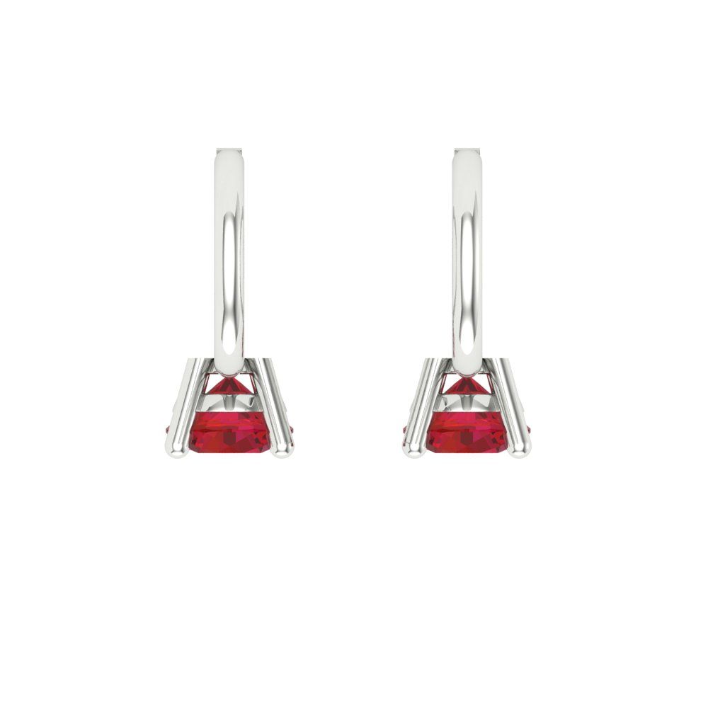 0.5 ctw Ruby Drop Dangle Earrings | 4.0mm Round Cut White Gold Lever Back | July Birthstone