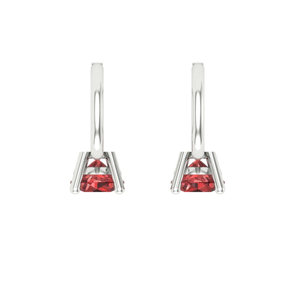 0.5 ctw Garnet Drop Dangle Earrings | 4.0mm Round Cut White Gold Lever Back | January Birthstone