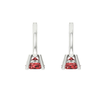 0.5 ctw Garnet Drop Dangle Earrings | 4.0mm Round Cut White Gold Lever Back | January Birthstone