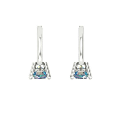 0.5 ctw Blue Moissanite Drop Dangle Earrings | 4.0mm Round Cut White Gold Lever Back | April Birthstone