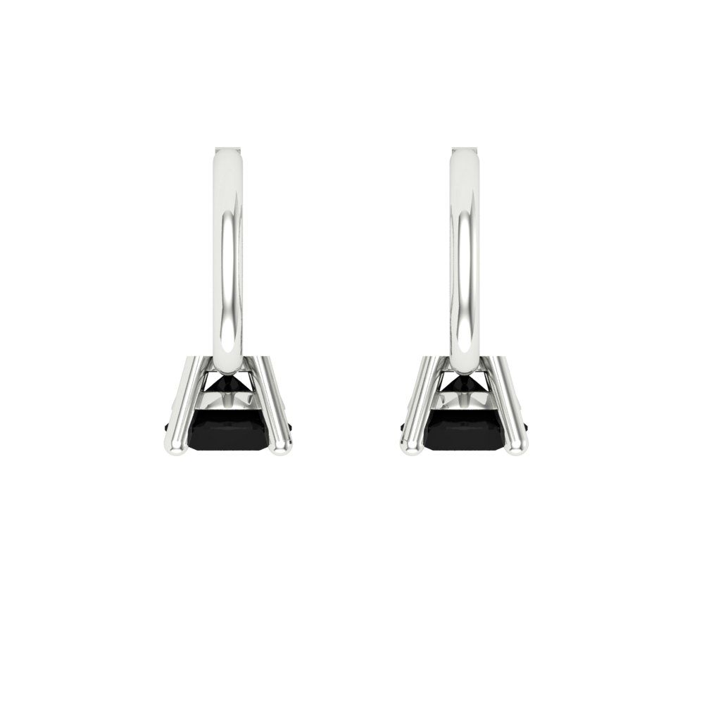 0.5 ctw Onyx Drop Dangle Earrings | 4.0mm Round Cut White Gold Lever Back | July Birthstone