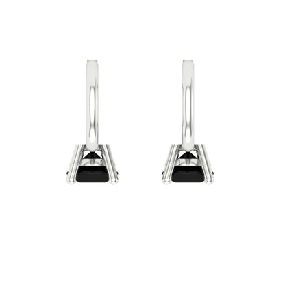 0.5 ctw Onyx Drop Dangle Earrings | 4.0mm Round Cut White Gold Lever Back | July Birthstone