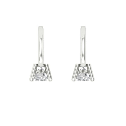0.5 ctw Zirconia Diamond Drop Dangle Earrings | 4.0mm Round Cut White Gold Lever Back | April Birthstone