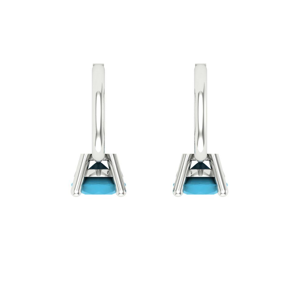 0.5 ctw Turquoise Drop Dangle Earrings | 4.0mm Round Cut White Gold Lever Back | December Birthstone