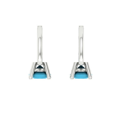 0.5 ctw Turquoise Drop Dangle Earrings | 4.0mm Round Cut White Gold Lever Back | December Birthstone