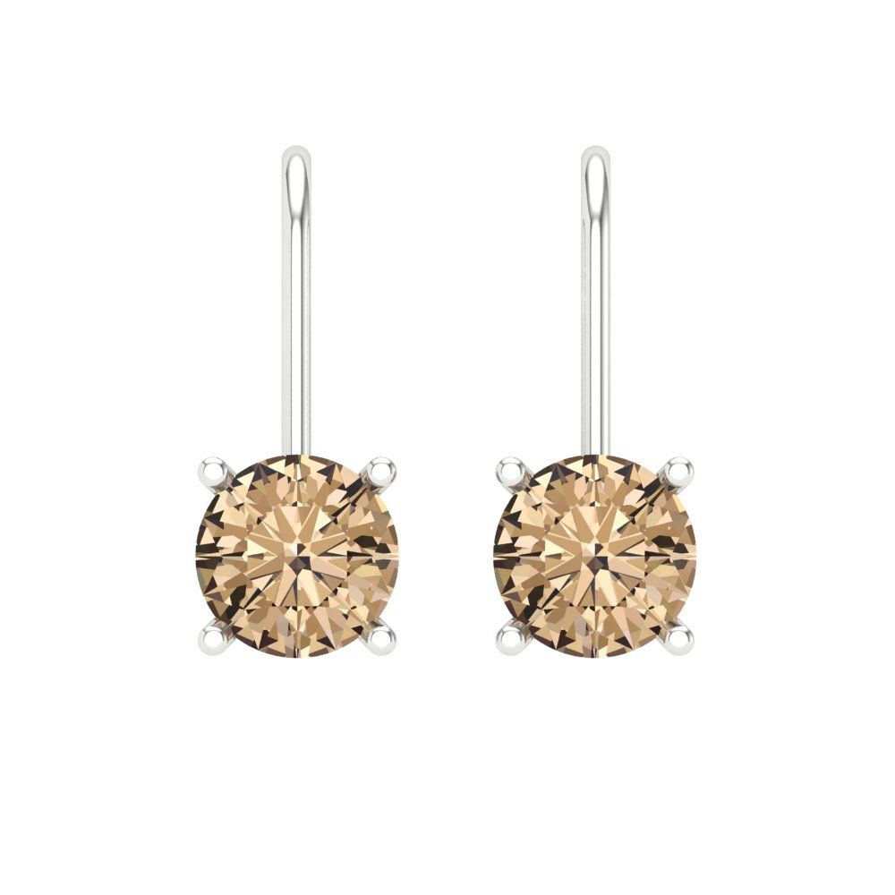 1.5 ctw Yellow Moissanite Drop Dangle Earrings | 6mm Round Cut White Gold Lever Back | April Birthstone
