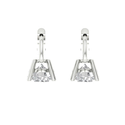 1.5 ctw Zirconia Diamond Drop Dangle Earrings | 6mm Round Cut White Gold Lever Back | April Birthstone