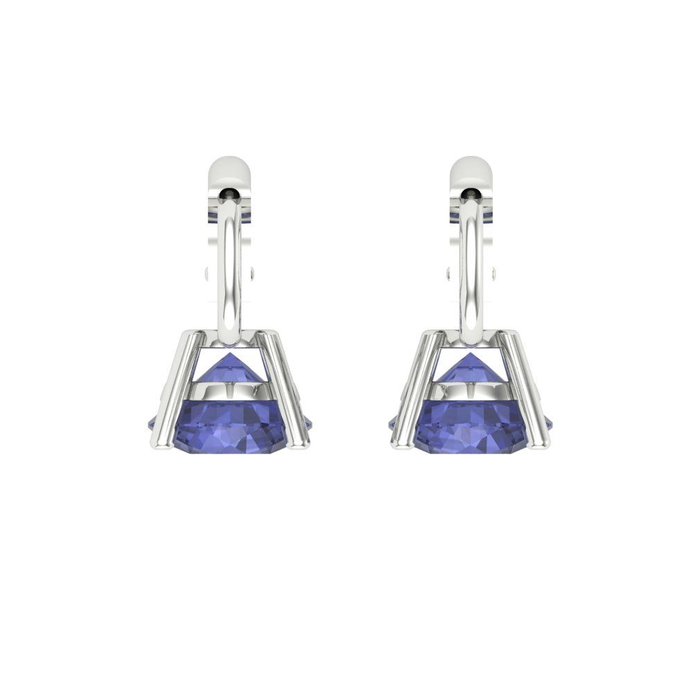 1.5 ctw Tanzanite Drop Dangle Earrings | 6mm Round Cut White Gold Lever Back | December Birthstone