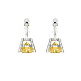 1.5 ct Brilliant Round Cut Drop Dangle Natural Citrine Stone White Gold Earrings Lever Back