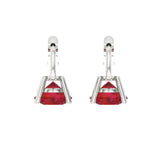 1.5 ct Brilliant Round Cut Drop Dangle Simulated Ruby Stone White Gold Earrings Lever Back
