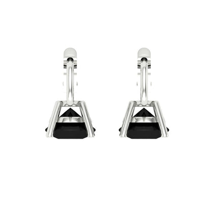 1.5 ctw Onyx Drop Dangle Earrings | 6mm Round Cut White Gold Lever Back | July Birthstone