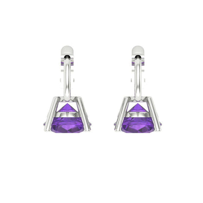 1.5cttw Amethyst Gold-Plated 925 Silver Lever Back Drop Dangle Earrings