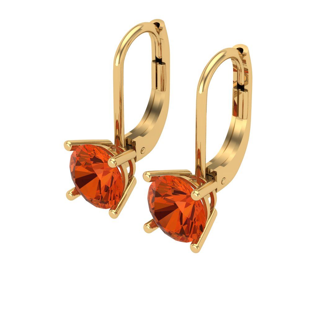 1.5 ctw Red Zirconia Drop Dangle Earrings | 6mm Round Cut White Gold Lever Back | April Birthstone