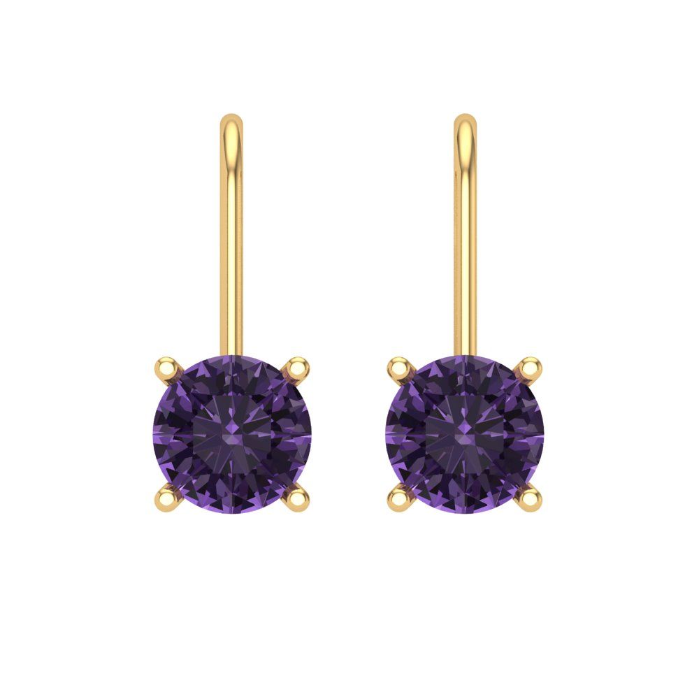 1.5 ctw Alexandrite Drop Dangle Earrings | 6mm Round Cut White Gold Lever Back | June Birthstone