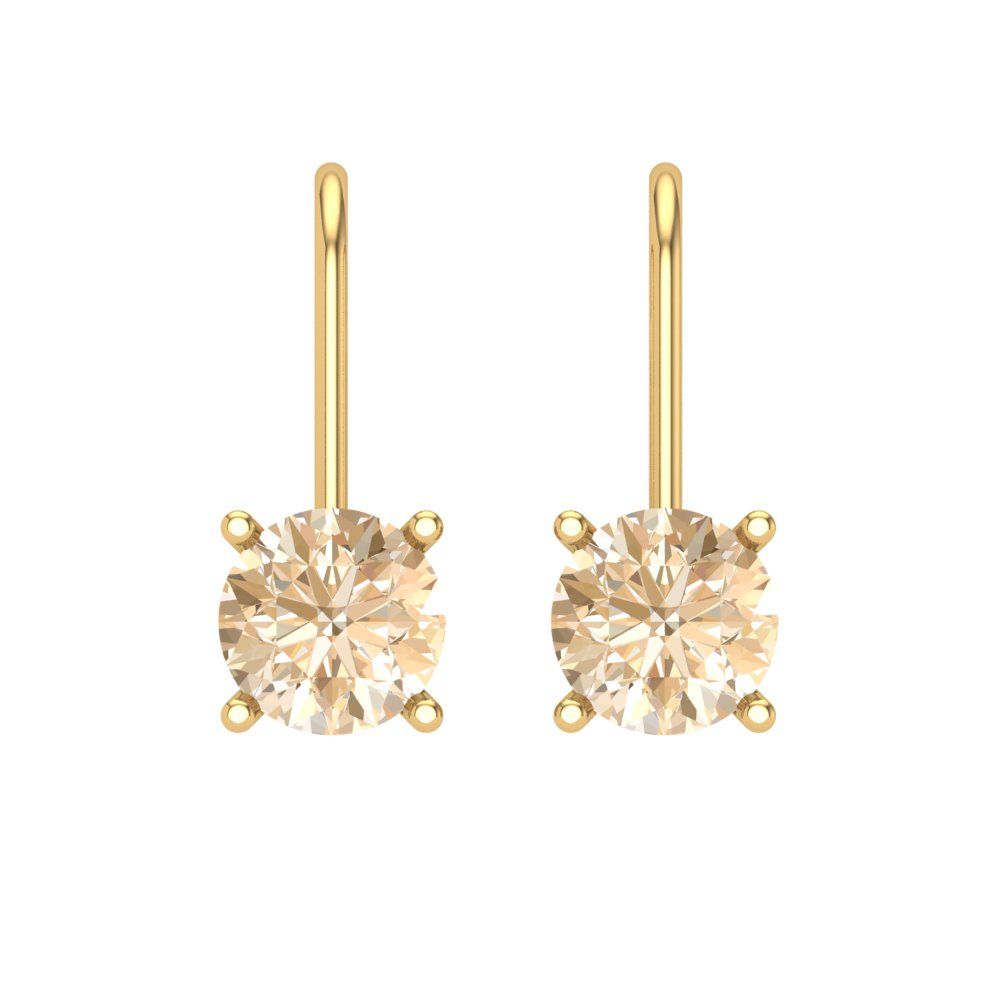 1.5 ctw Morganite Drop Dangle Earrings | 6mm Round Cut White Gold Lever Back | February Birthstone