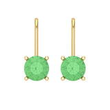 1.5 ct Brilliant Round Cut Drop Dangle Green Simulated Diamond Stone Yellow Gold Earrings Lever Back