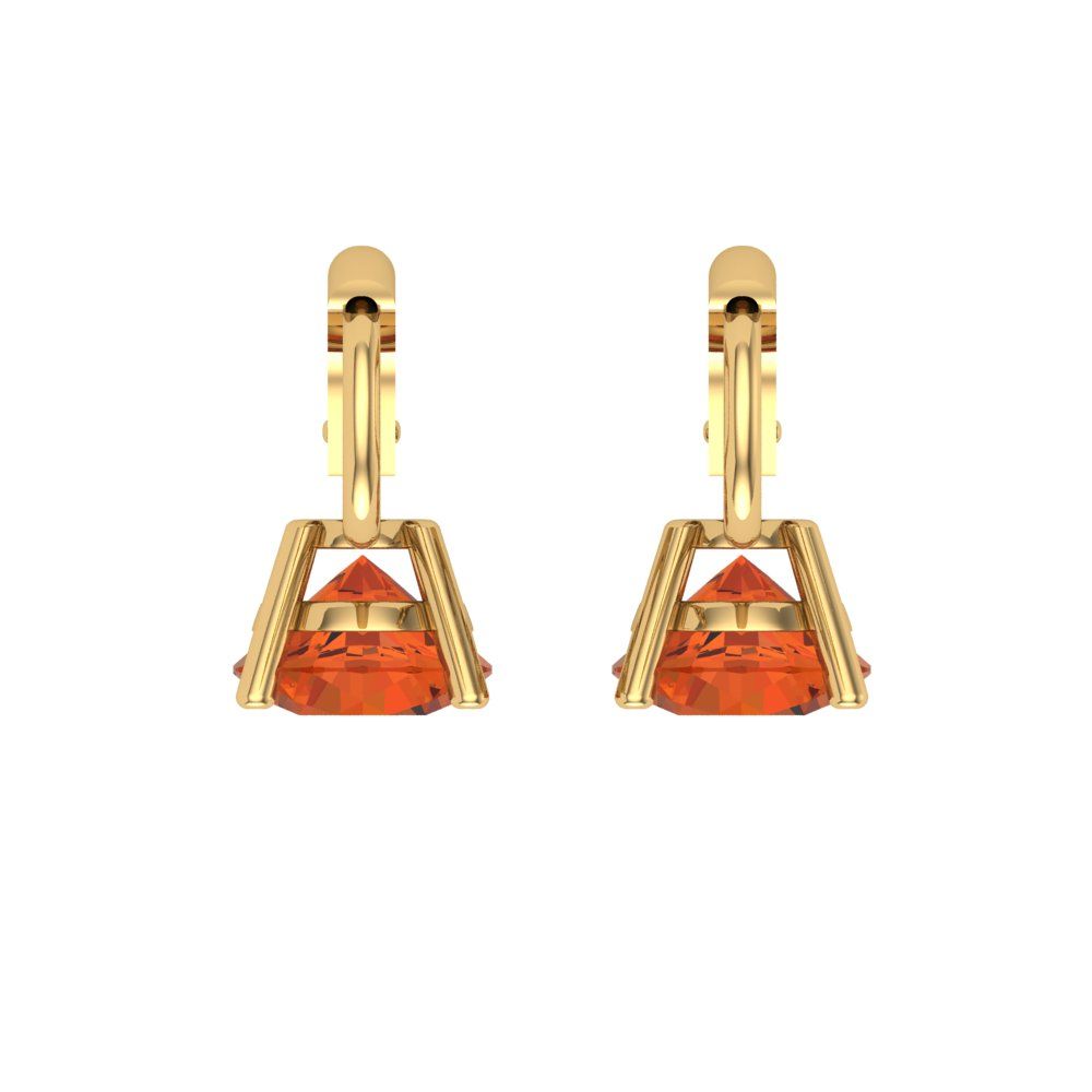 1.5 ctw Red Zirconia Drop Dangle Earrings | 6mm Round Cut White Gold Lever Back | April Birthstone