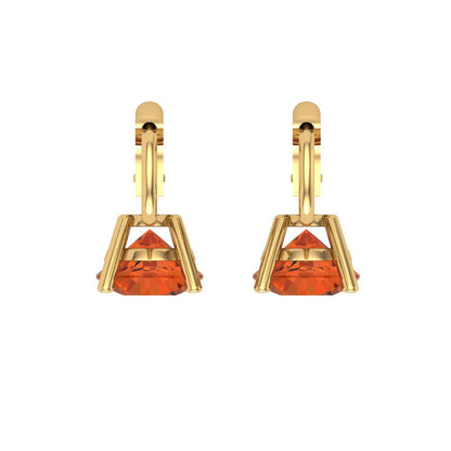 1.5 ctw Red Zirconia Drop Dangle Earrings | 6mm Round Cut White Gold Lever Back | April Birthstone