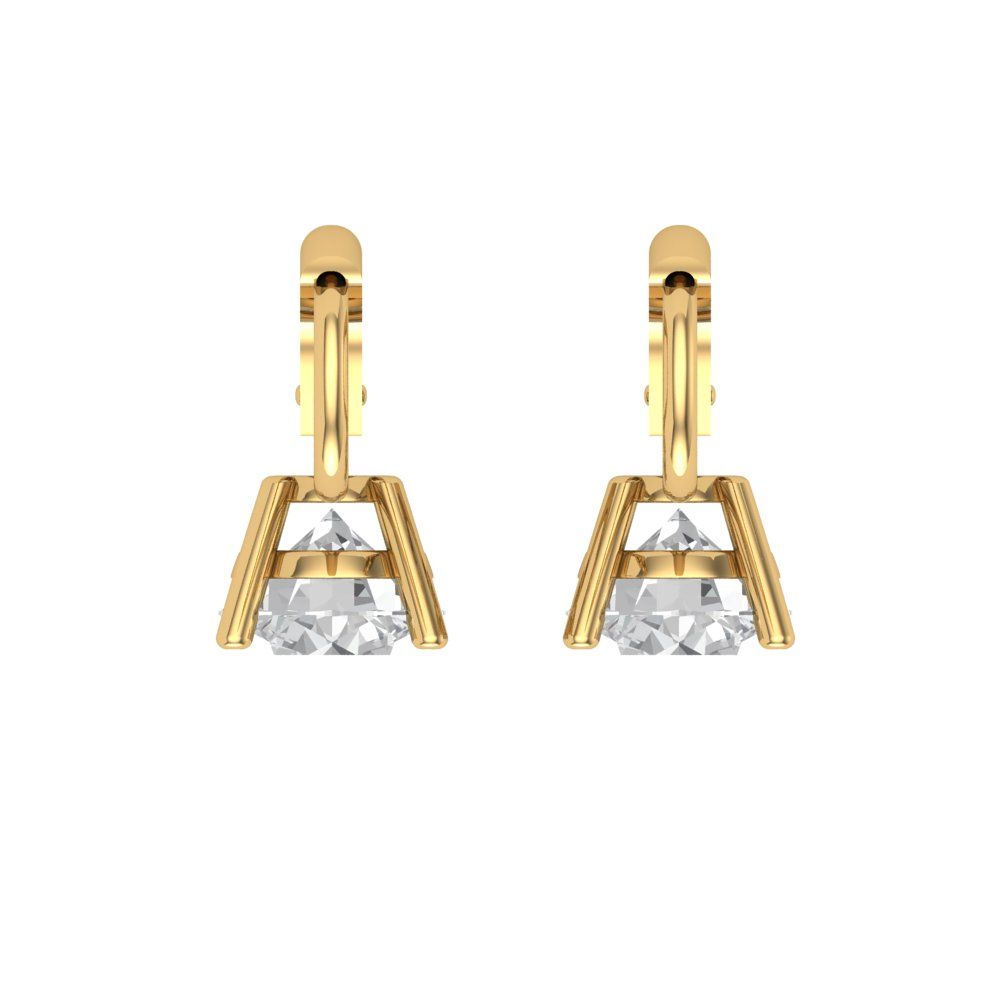 1.5 ctw Moissanite Drop Dangle Earrings | 6mm Round Cut White Gold Lever Back | April Birthstone