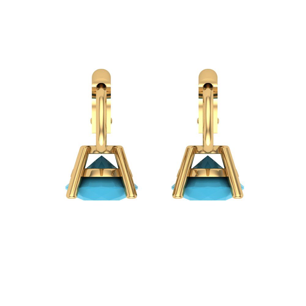 1.5 ctw Turquoise Drop Dangle Earrings | 6mm Round Cut White Gold Lever Back | December Birthstone