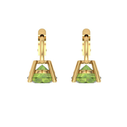 1.5 ctw Peridot Drop Dangle Earrings | 6mm Round Cut White Gold Lever Back | August Birthstone