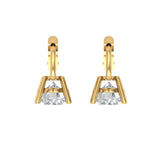 1.5 ct Brilliant Round Cut Drop Dangle Moissanite Stone Yellow Gold Earrings Lever Back