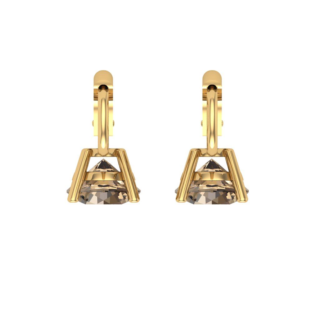 1.5 ctw Champagne Drop Dangle Earrings | 6mm Round Cut White Gold Lever Back | April Birthstone