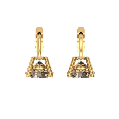 1.5 ctw Champagne Drop Dangle Earrings | 6mm Round Cut White Gold Lever Back | April Birthstone