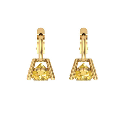 1.5 ctw Citrine Drop Dangle Earrings | 6mm Round Cut White Gold Lever Back | November Birthstone