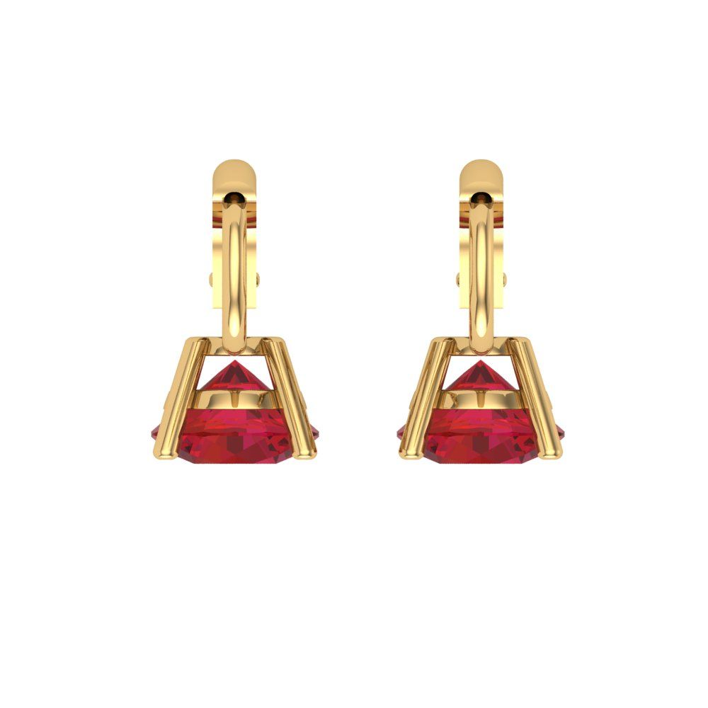1.5 ctw Ruby Drop Dangle Earrings | 6mm Round Cut White Gold Lever Back | July Birthstone