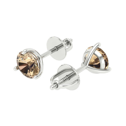 1.5 ctw Yellow Moissanite Studs Earrings | 6mm Round Cut White Gold Screw back | April Birthstone
