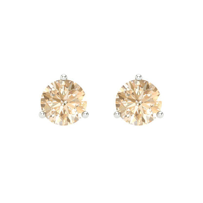 1.5 ctw Morganite Studs Earrings | 6mm Round Cut White Gold Screw back | February Birthstone