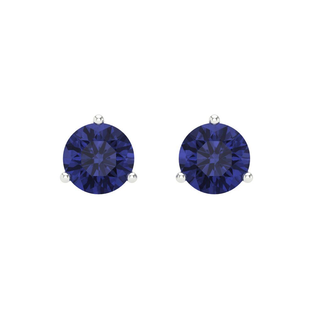 1.5 ctw Tanzanite Studs Earrings | 6mm Round Cut White Gold Screw back | December Birthstone