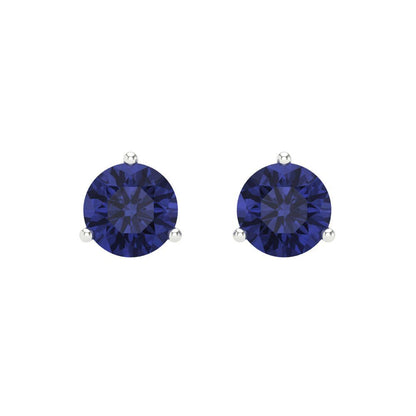 1.5 ctw Tanzanite Studs Earrings | 6mm Round Cut White Gold Screw back | December Birthstone