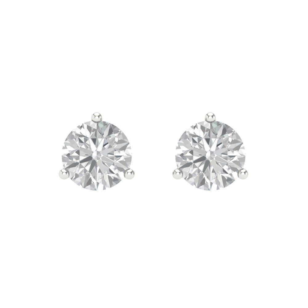 1.5 ctw Moissanite Studs Earrings | 6mm Round Cut White Gold Screw back | April Birthstone