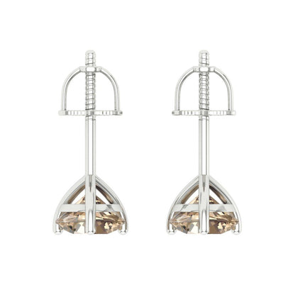 1.5 ctw Yellow Moissanite Studs Earrings | 6mm Round Cut White Gold Screw back | April Birthstone