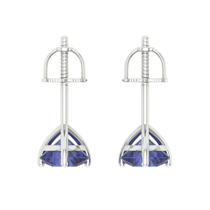 1.5 ctw Tanzanite Studs Earrings | 6mm Round Cut White Gold Screw back | December Birthstone