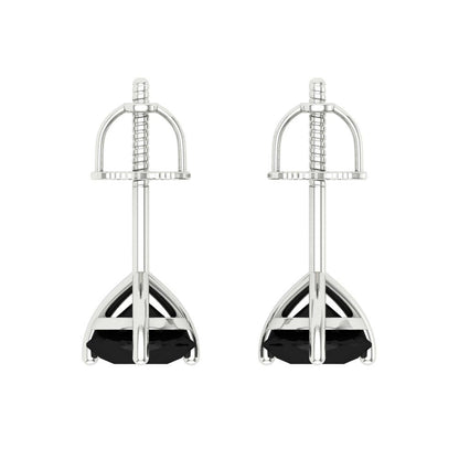 1.5 ctw Onyx Studs Earrings | 6mm Round Cut White Gold Screw back | July Birthstone