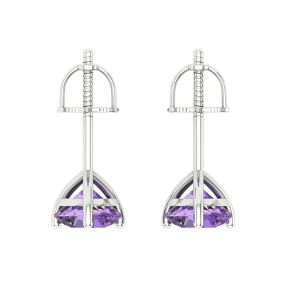 1.5cttw Alexandrite Gold-Plated 925 Silver Screw Back Stud Earrings