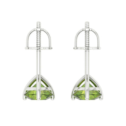 1.5 ctw Peridot Studs Earrings | 6mm Round Cut White Gold Screw back | August Birthstone
