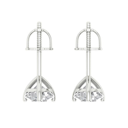 1.5 ctw Moissanite Studs Earrings | 6mm Round Cut White Gold Screw back | April Birthstone