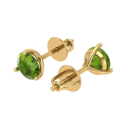 1.5 ctw Peridot Studs Earrings | 6mm Round Cut White Gold Screw back | August Birthstone