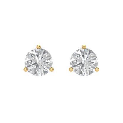 1.5 ctw White Sapphire Studs Earrings | 6mm Round Cut White Gold Screw back | April Birthstone