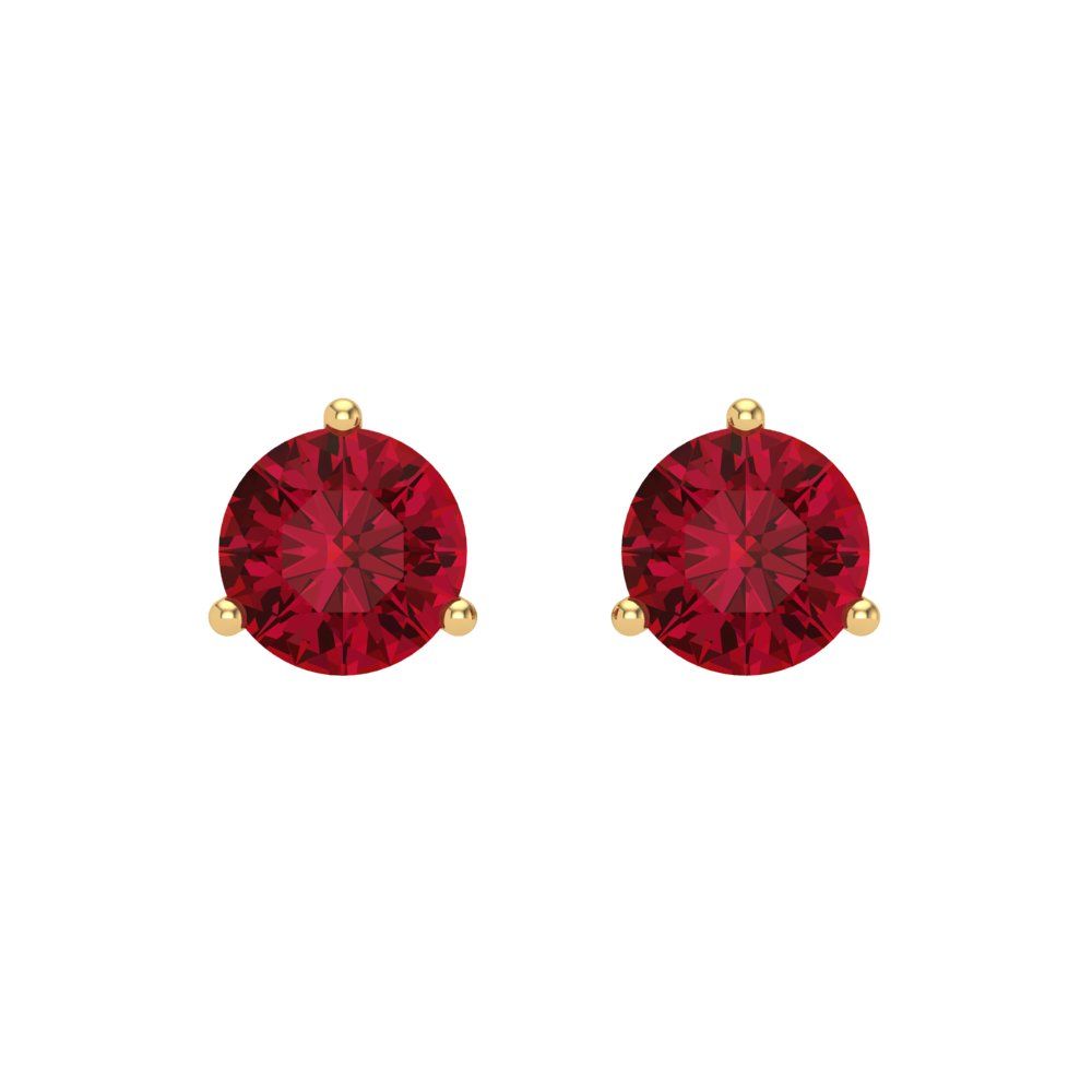 1.5 ctw Pink Tourmaline Studs Earrings | 6mm Round Cut White Gold Screw back | April Birthstone