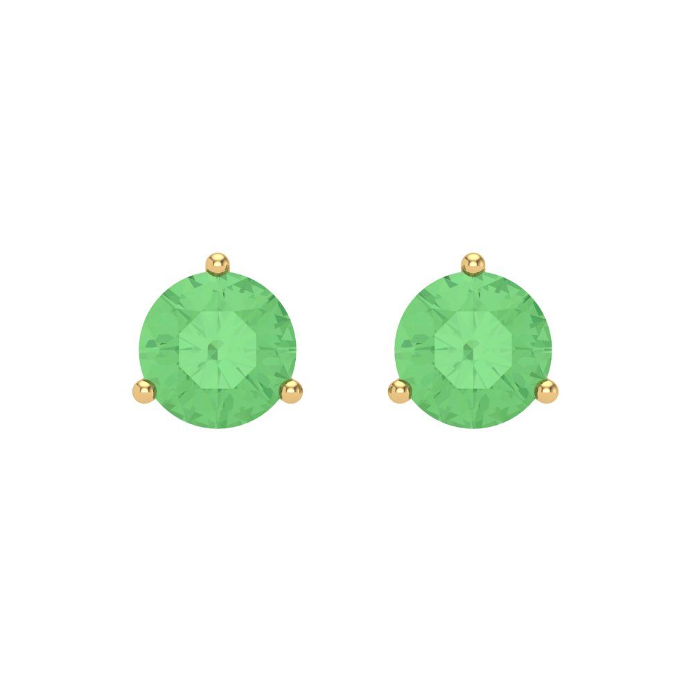 1.5 ctw Green Zirconia Studs Earrings | 6mm Round Cut White Gold Screw back | April Birthstone