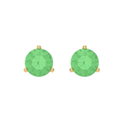 1.5 ctw Green Zirconia Studs Earrings | 6mm Round Cut White Gold Screw back | April Birthstone