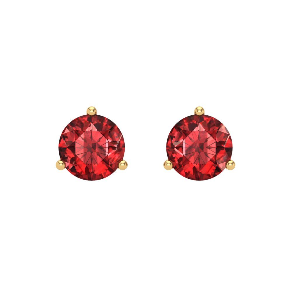 1.5 ctw Garnet Studs Earrings | 6mm Round Cut White Gold Screw back | January Birthstone